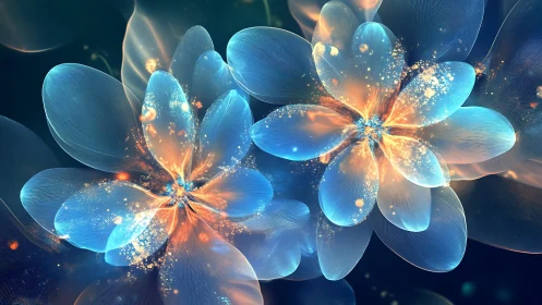 Luminous ethereal blossoms in layered digital painting composition.