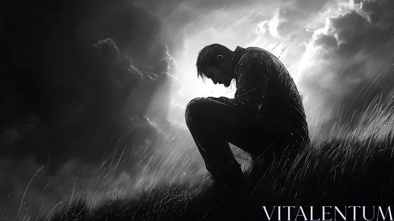 Stormlit pause on the hillside of quietly heavy thoughts.