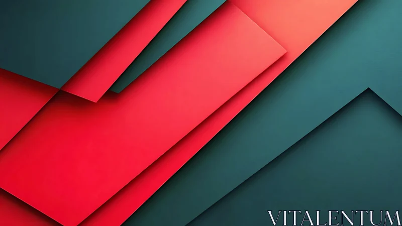 Geometric red teal layers with diagonal overlapping planes.