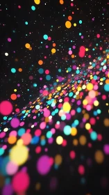 Multicolored circular particles form a diagonal abstract field