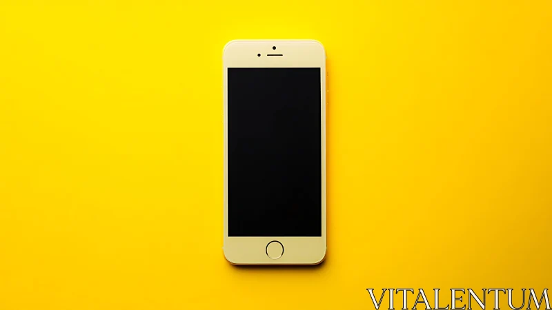 White smartphone positioned against yellow background surface