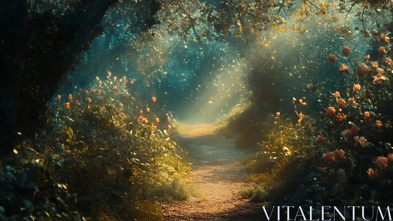 Flower-Lined Pathway to Seaside Light and Hope