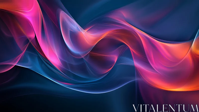 Abstract luminous waveforms in blue and magenta gradient field.