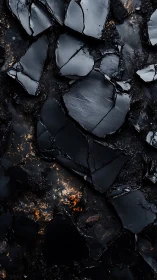 Dark cracked stone texture with scattered ember highlights.