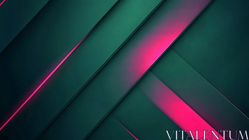 Neon magenta diagonal bands slice through deep teal plane.