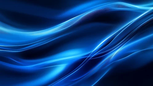 Electric blue currents weaving through a midnight digital sea.