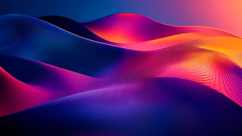 Vibrant abstract gradient waves in flowing landscape.