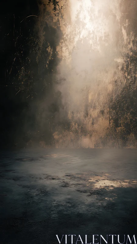 Dusky chamber floor basking in crumbling molten light.