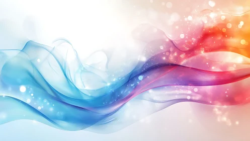 Colorful light waves flow across soft abstract gradient field.