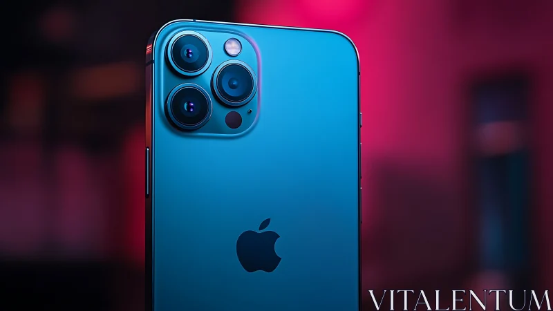 iPhone 12 Pro Max triple lens system in Pacific Blue with bokeh background