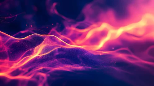 Vibrant Abstract Landscape with Neon Waves in Digital Art Style.