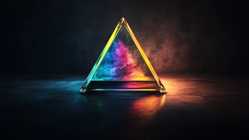 Refractive glass prism pyramid with internal RGB light dispersion