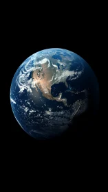 Photorealistic orbital view of Earth with dramatic limb lighting.