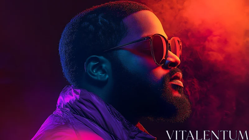 Bold portrait celebrates cool confidence in neon city light