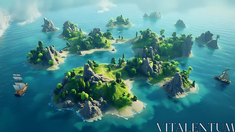 Enchanted Islands Dot Turquoise Waters in Fantasy Paradise