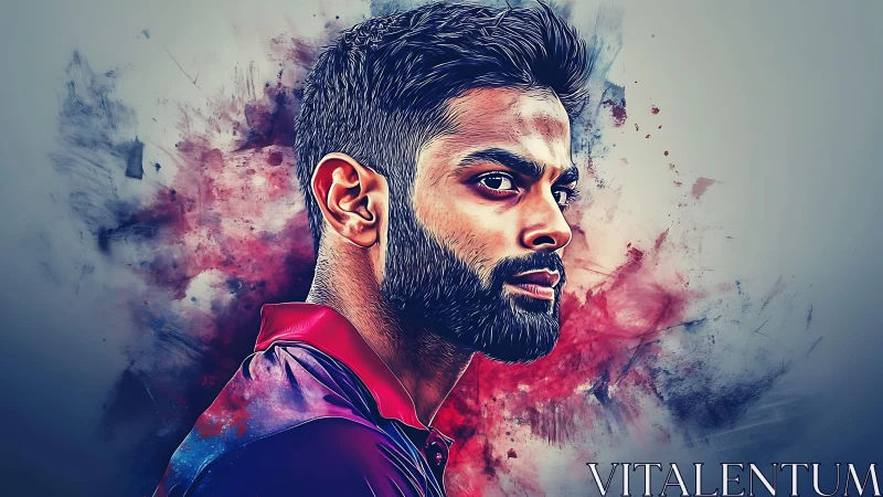 Bold portrait of a focused athlete in rich digital color