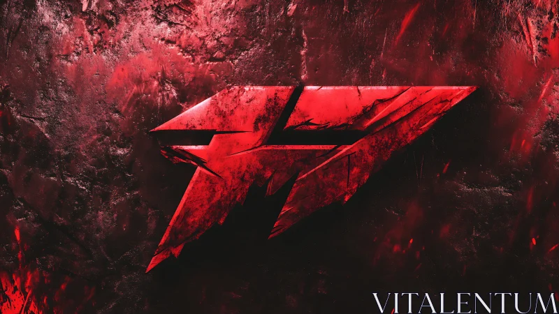 Bold red shard emblem cuts through a dark textured storm