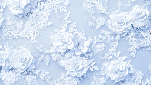 Delicate Lace Flowers in Soft Blue and White.