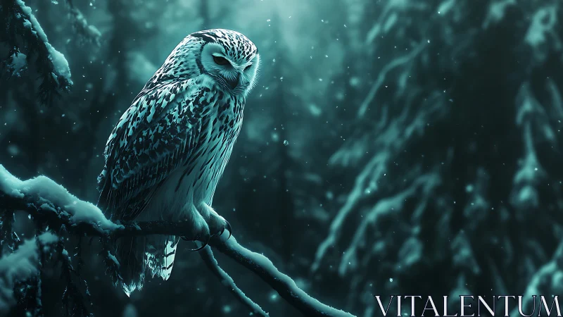 Majestic Snowy Owl on Winter Branch, Moody Forest Photography.