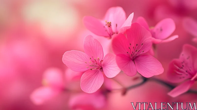 Pink petaled flowers with shallow depth field focus.