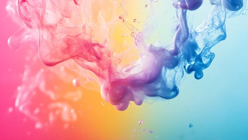 Duotone ink plumes merge in high-key macro liquid gradient