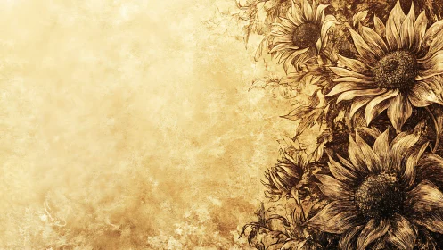 Vintage Sunflower Dreams in Sepia Tones.