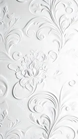 White low-relief floral plaster pattern occupies surface