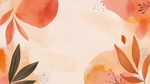 Warm abstract foliage frame with muted watercolor washes.