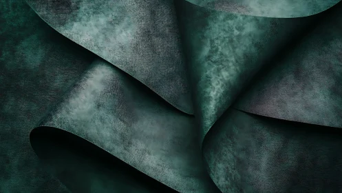Folded teal textured sheets form layered abstract surface