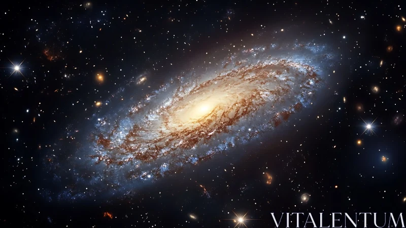 Spiral galaxy core glowing with dense surrounding star field.