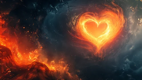 Luminous Heart Forged Through Cosmic Fire and Energy.