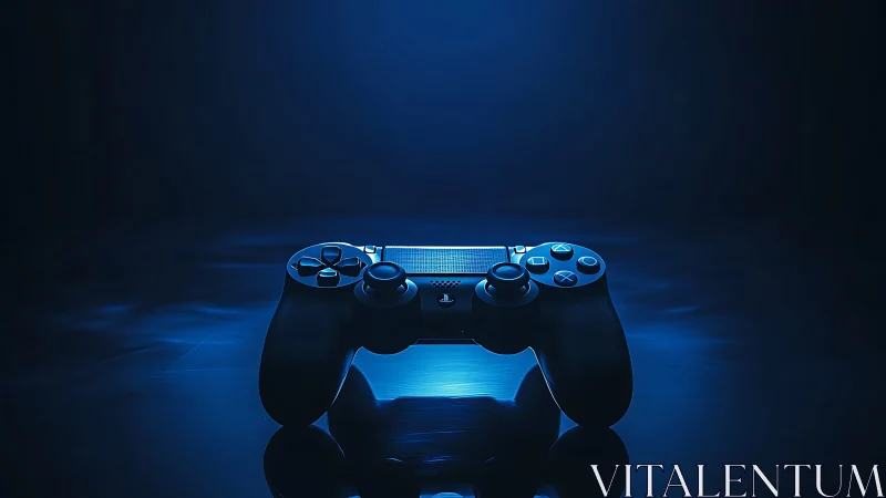 PlayStation DualShock Controller Rendered in Neon Blue Ambient Lighting