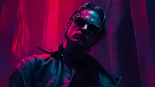 Neon-lit antihero portrait in cinematic cyberpunk alleys.