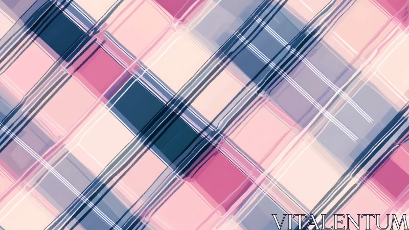 Blushing plaid dreamscape in layered pink and midnight lines.