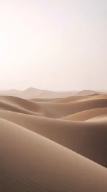 Soft-gradient desert dunes under diffuse atmospheric haze