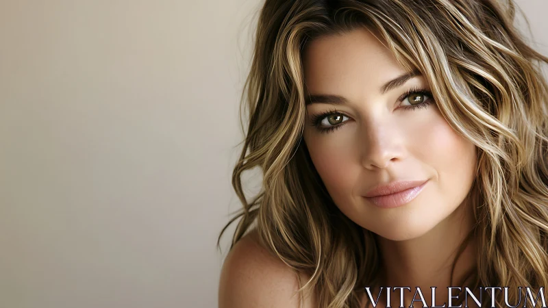 Soft-lit portrait of a woman with wavy highlighted hair.