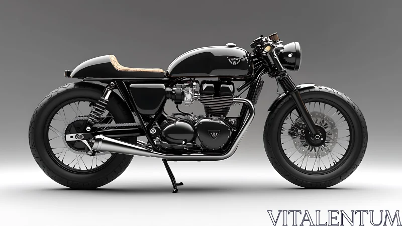 Black cafe racer motorcycle rendered in side profile view