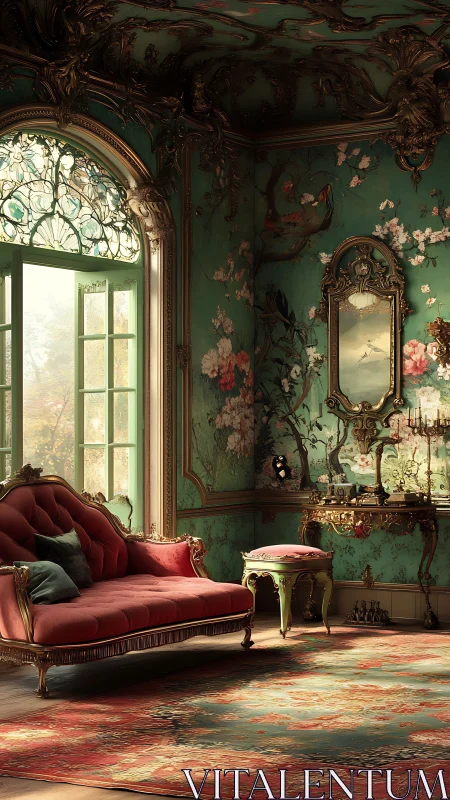 Sunlit rococo parlor welcomes quiet, leisurely afternoons