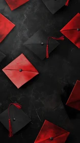 Graduation caps in bold red and black celebrate new journeys