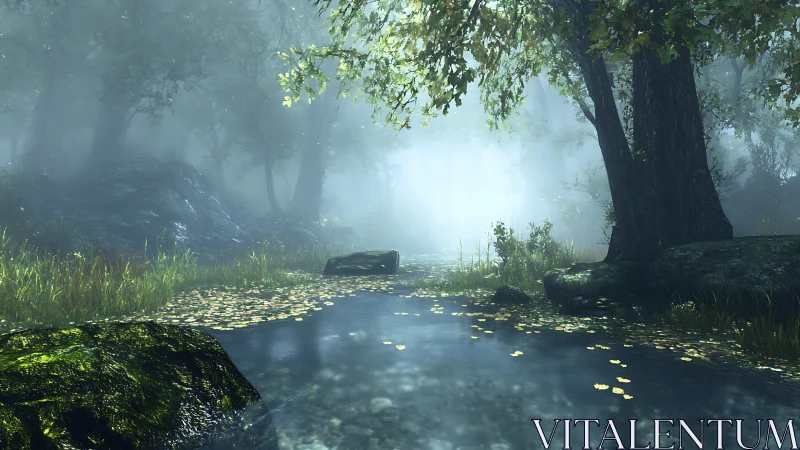 Volumetric atmospheric landscape with spectral light refraction through dense canopy structure