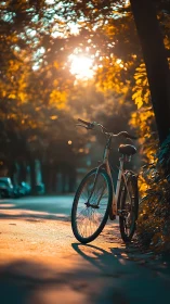 A Bicycle's Golden Moment in Autumn Stillness.