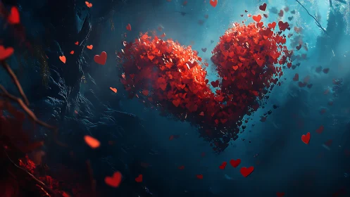 Crystalline Hearts Burst: Love's Radiant Constellation Emerges.