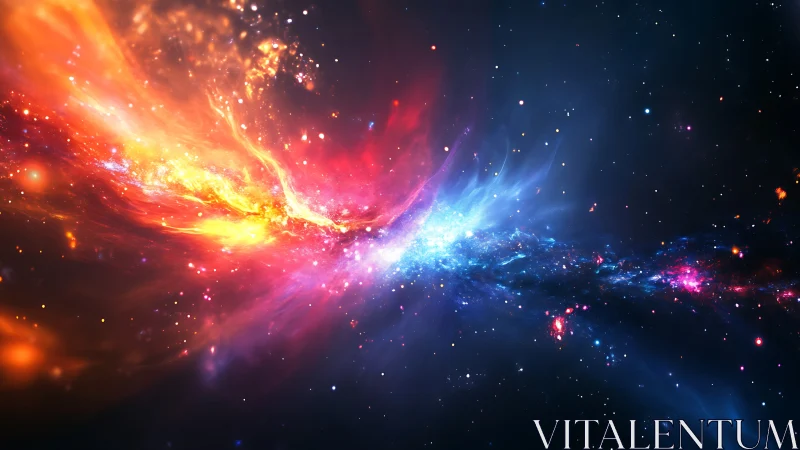 Cosmic nebula collision with radiant spectral energy fields.