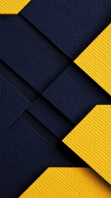 Diagonal navy and yellow layered geometric textile panels