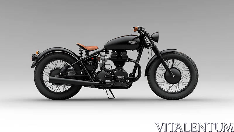 Side-profile render of minimalist retro single-cylinder motorcycle.