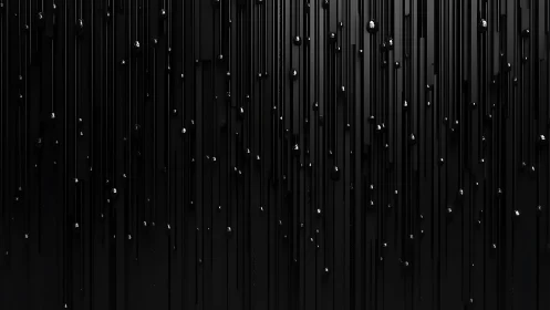 Vertical black bars with reflective droplets aligned on surface