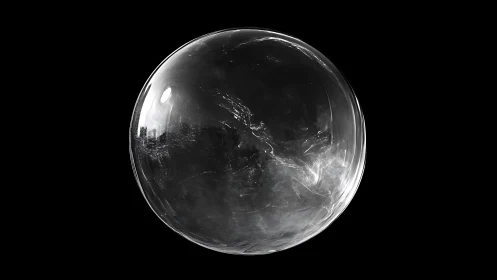 Monochrome reflective sphere with subtle volumetric caustics.