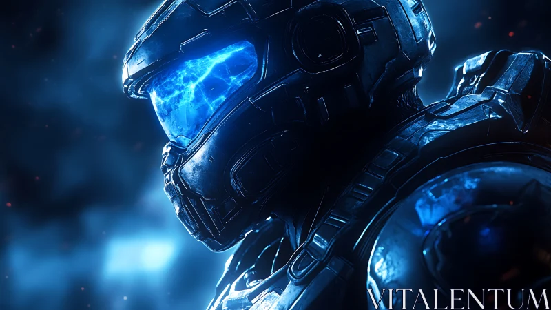 Cinematic 3D sci-fi soldier portrait with energized visor glow.