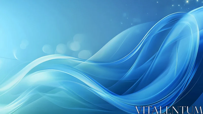 Curved translucent blue waveforms on light gradient background.