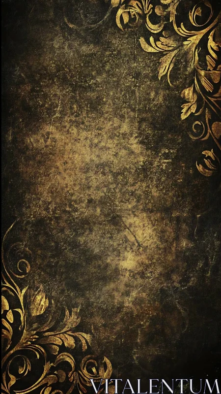 Vintage gold flourishes on rustic textured backdrop.